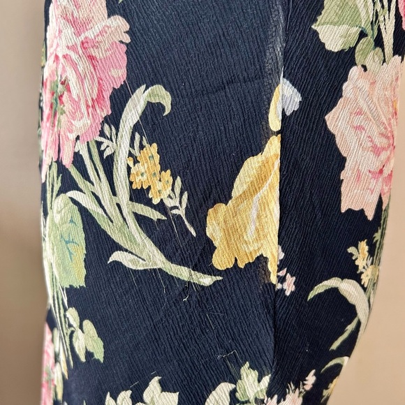Ralph Lauren Vintage Y2K 90s Silk Slip Dress Black Dark Floral Asymmetrical 10 - Picture 7 of 11